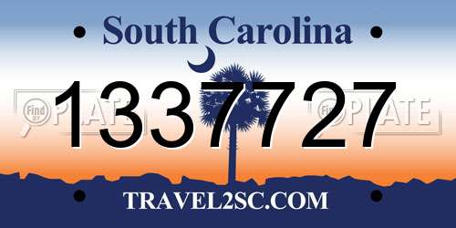 1337727 South Carolina License Plate
