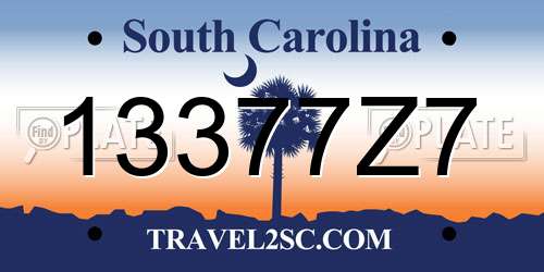 13377Z7 South Carolina License Plate