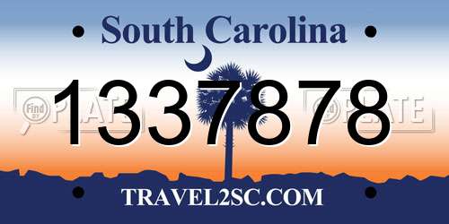 1337878 South Carolina License Plate