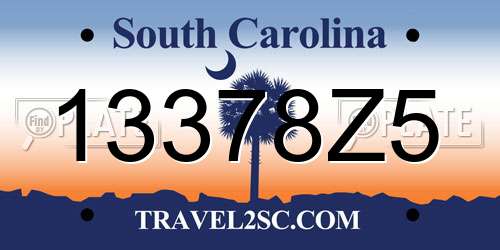 13378Z5 South Carolina License Plate