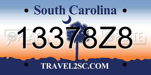 13378Z8 South Carolina License Plate
