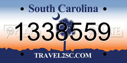 1338559 South Carolina License Plate