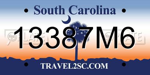 13387M6 South Carolina License Plate