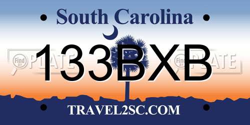 133BXB South Carolina License Plate
