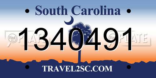 1340491 South Carolina License Plate