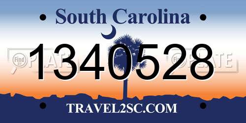 1340528 South Carolina License Plate