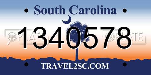 1340578 South Carolina License Plate