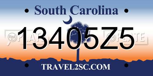13405Z5 South Carolina License Plate