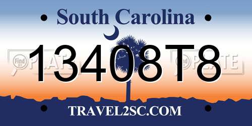 13408T8 South Carolina License Plate