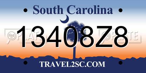 13408Z8 South Carolina License Plate