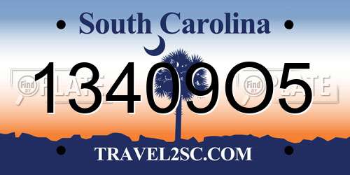 13409O5 South Carolina License Plate
