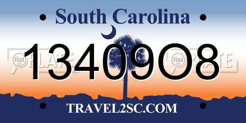 13409O8 South Carolina License Plate