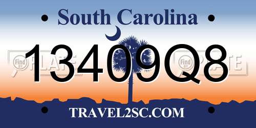13409Q8 South Carolina License Plate