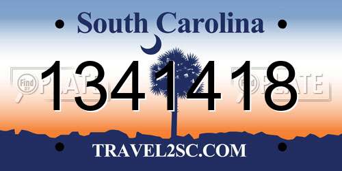 1341418 South Carolina License Plate