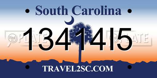 13414I5 South Carolina License Plate