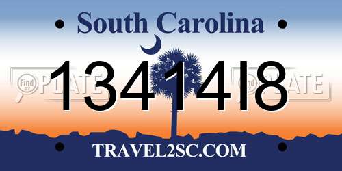 13414I8 South Carolina License Plate