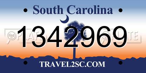 1342969 South Carolina License Plate