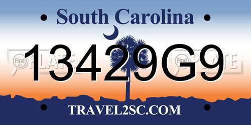 13429G9 South Carolina License Plate