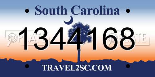 1344168 South Carolina License Plate