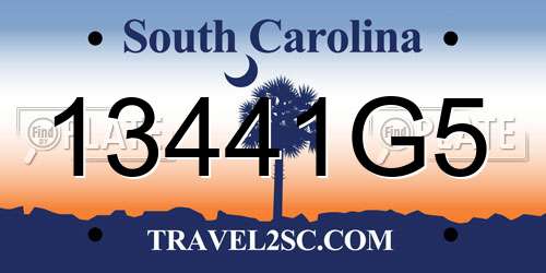 13441G5 South Carolina License Plate