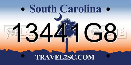 13441G8 South Carolina License Plate