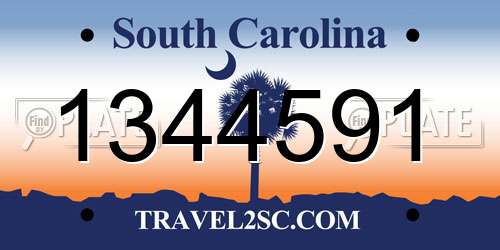 1344591 South Carolina License Plate