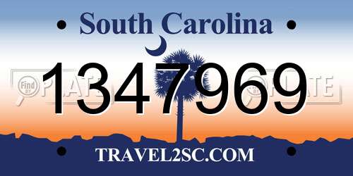 1347969 South Carolina License Plate