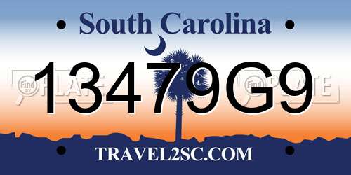 13479G9 South Carolina License Plate