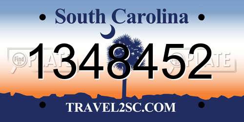 1348452 South Carolina License Plate