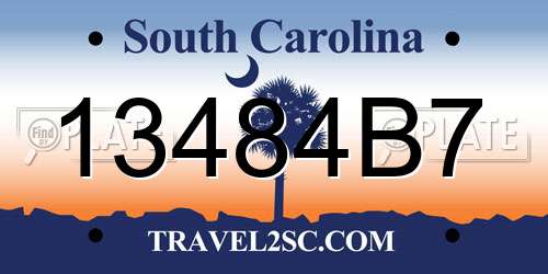 13484B7 South Carolina License Plate