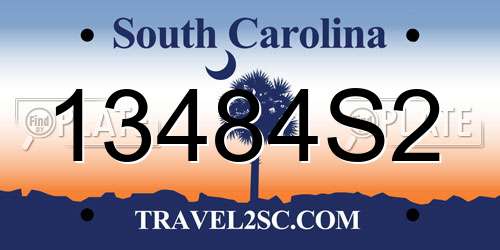 13484S2 South Carolina License Plate