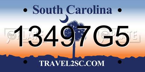 13497G5 South Carolina License Plate