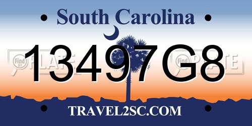 13497G8 South Carolina License Plate