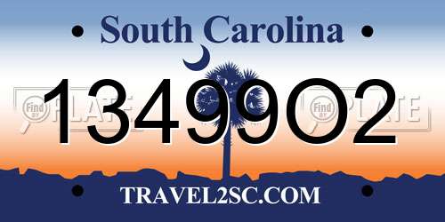 13499O2 South Carolina License Plate