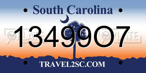 13499O7 South Carolina License Plate