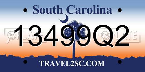 13499Q2 South Carolina License Plate