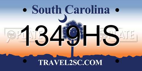 1349HS South Carolina License Plate
