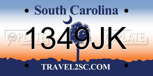 1349JK South Carolina License Plate
