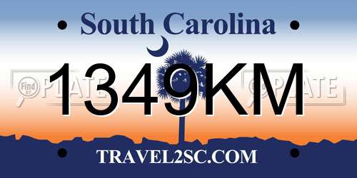 1349KM South Carolina License Plate