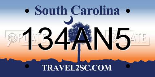 134AN5 South Carolina License Plate