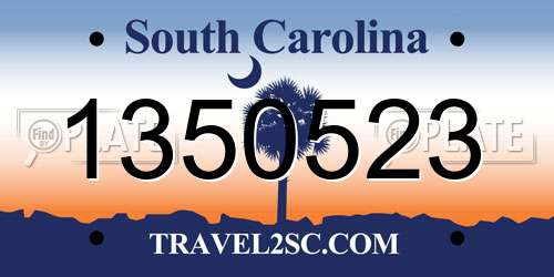 1350523 South Carolina License Plate