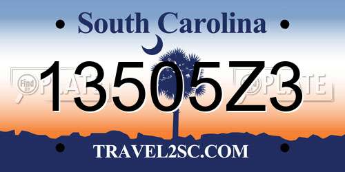 13505Z3 South Carolina License Plate