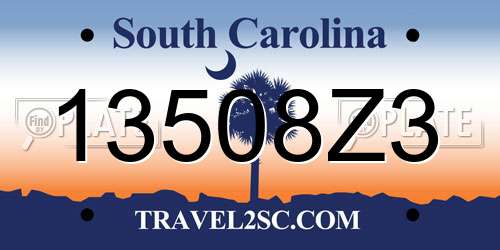 13508Z3 South Carolina License Plate