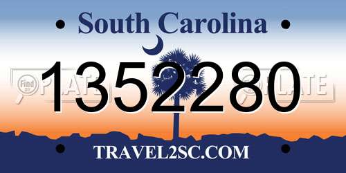 1352280 South Carolina License Plate