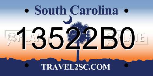 13522B0 South Carolina License Plate