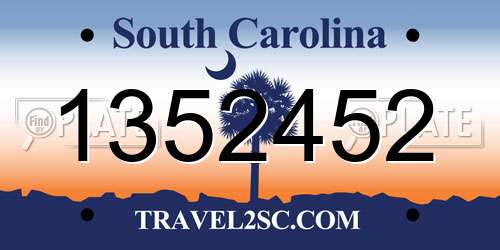 1352452 South Carolina License Plate
