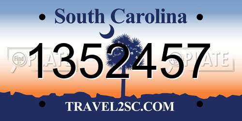 1352457 South Carolina License Plate
