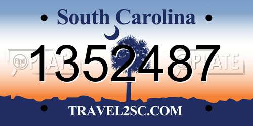 1352487 South Carolina License Plate