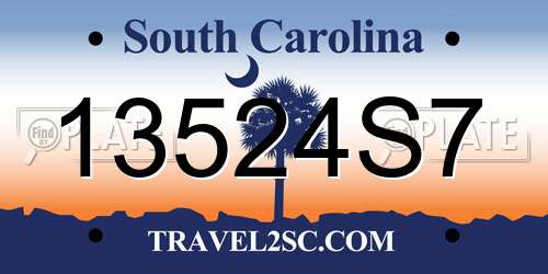 13524S7 South Carolina License Plate