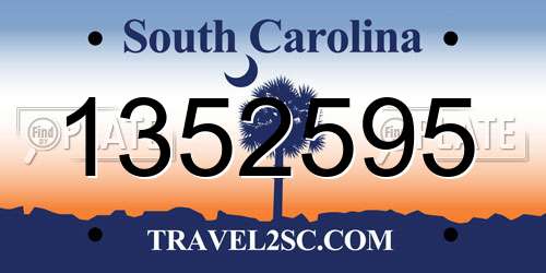 1352595 South Carolina License Plate